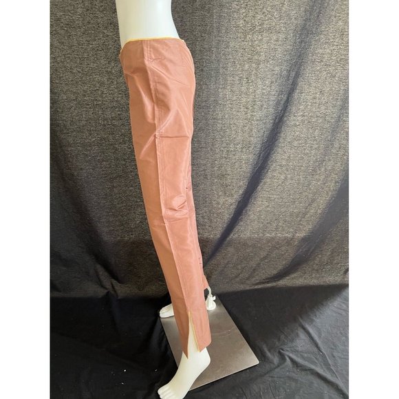 NWT Authentic Gucci Pants Dress Brown Gold Trim Seta Silk Straight Leg 40 US 4 S - Picture 10 of 12
